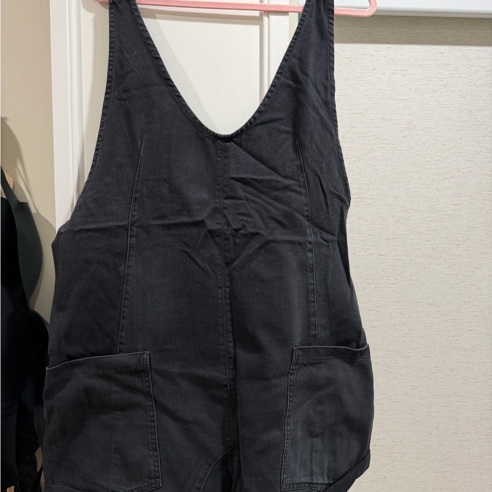 Black Women's Denim Overalls Jumpsuit XL